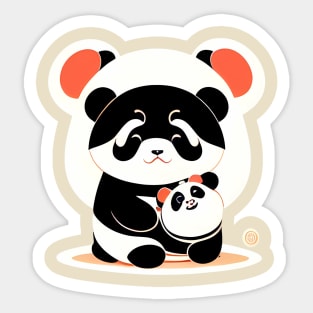 Cute Panda Mom with Baby Panda Sticker